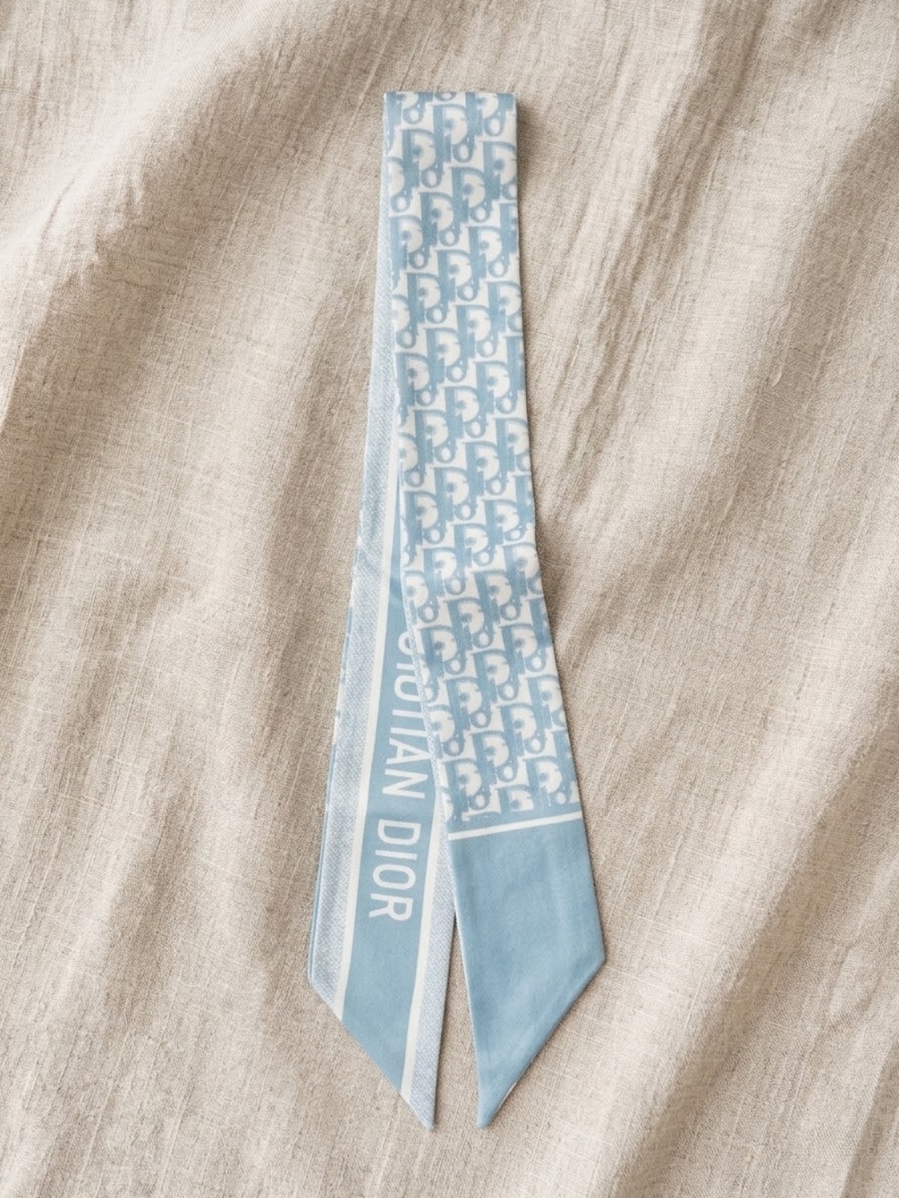 Brand NEW Light Blue Logo Silk Twilly